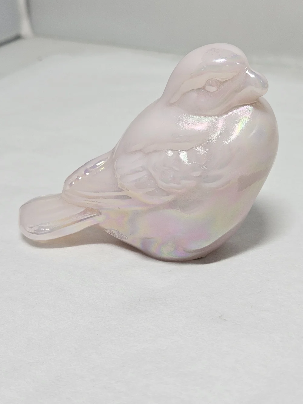 Vintage Fenton Art Glass Iridescent Pink Decorative Bird Figurine Figure